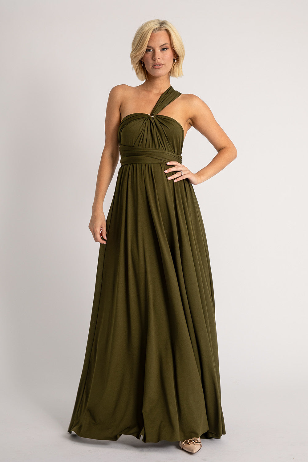 olive green infinity dress Classic in Army | Multiway Fall Fashion 25