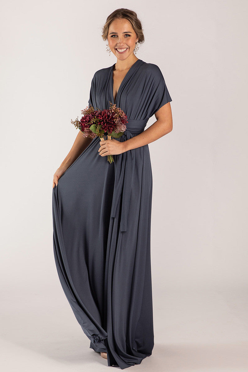 Classic Multiway Infinity Dress in Slate Blue For Sale - Bridesmaids Dresses 
