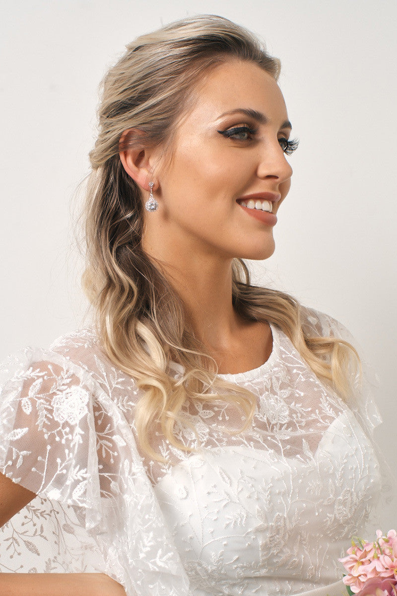 Emilia Crystal CZ Drop Bridal Earrings