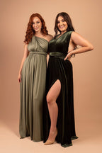 Velvet Multiway Infinity Dress in Dark Olive