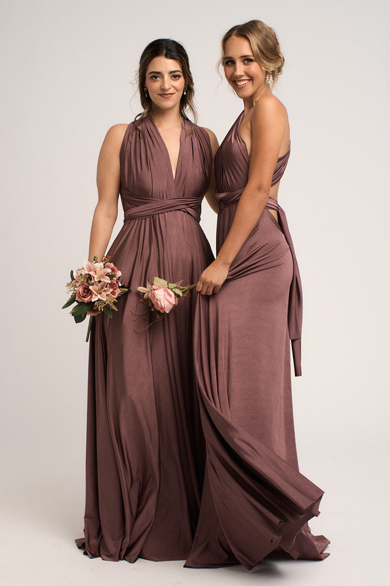 Luxe Satin Ballgown Multiway Infinity Dress in Thistle