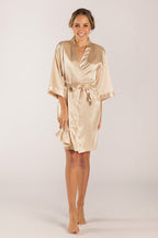 Luna Satin Bridesmaid Robe in Light Gold