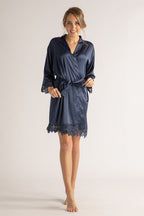Lily Lace Bridesmaid Robe in Navy