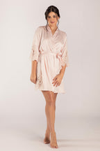 Dahlia Satin Lace Bridesmaid Robe in Light Pink