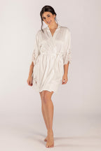 Dahlia Satin Lace Bridesmaid Robe in Ivory