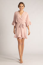 Jasmine Ruffle Bridesmaid Robe in Dusty Pink
