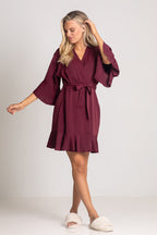 Jasmine Ruffle Bridesmaid Robe in Mulberry