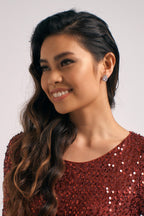 Nora Crystal CZ Stud Earrings in Silver