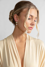 Clarissa Gold CZ and Pearl Fan Earrings 