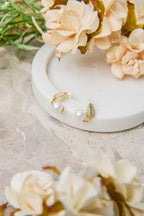 Zara Gold Leaf and Pearl Stud Earring
