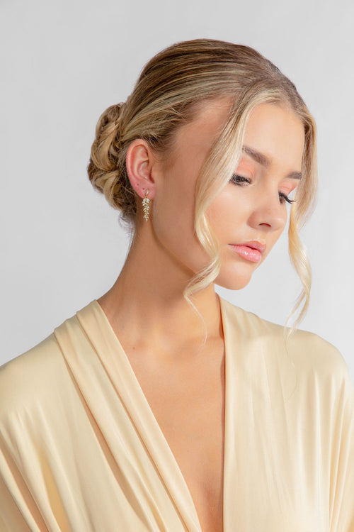 Allie Gold CZ Petite Vine Drop Earrings 