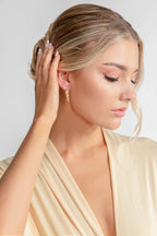 Allie Gold CZ Petite Vine Drop Earrings 