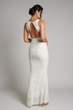 Amber Sleeveless Sequins Mermaid Formal Dress in White