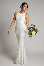 Amber Sleeveless Sequins Mermaid Formal Dress in White