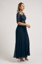 Ashlynn Sequins Chiffon Formal Dress in Navy