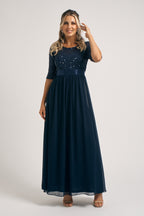 Ashlynn Sequins Chiffon Formal Dress in Navy