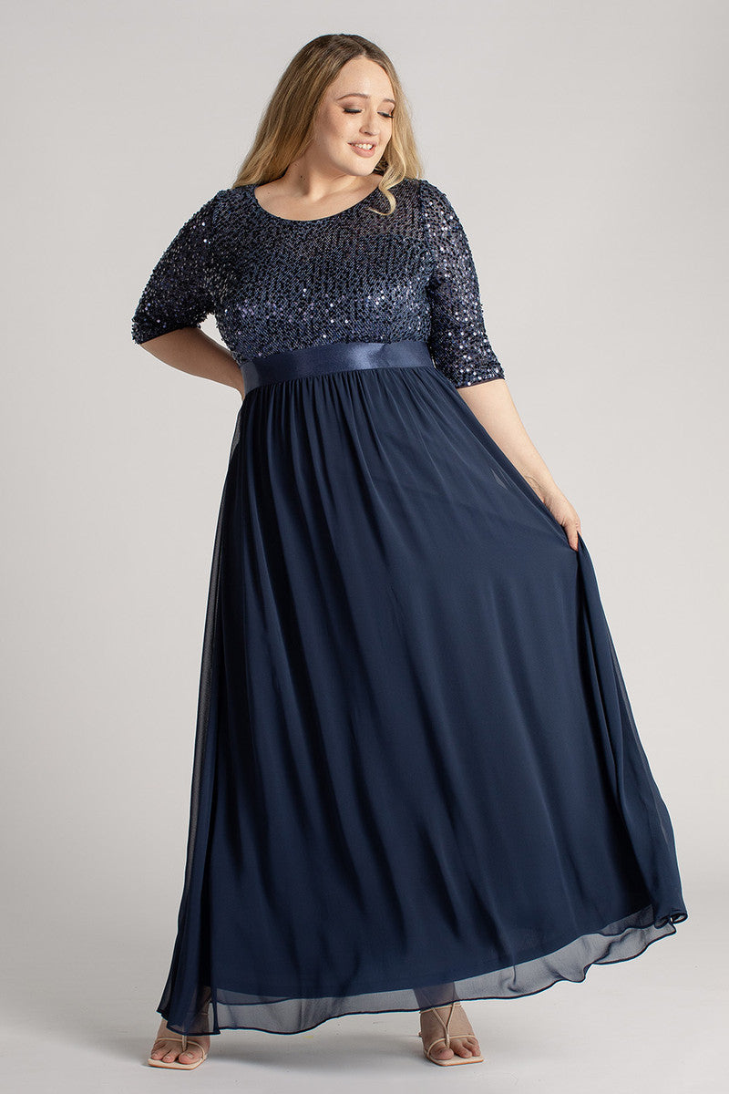 Ashlynn Sequins Chiffon Formal Dress in Navy