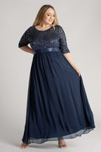 Ashlynn Sequins Chiffon Formal Dress in Navy
