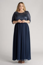 Ashlynn Sequins Chiffon Formal Dress in Navy