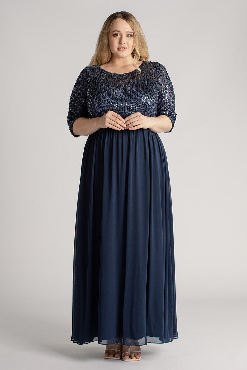 Ashlynn Sequins Chiffon Formal Dress in Navy