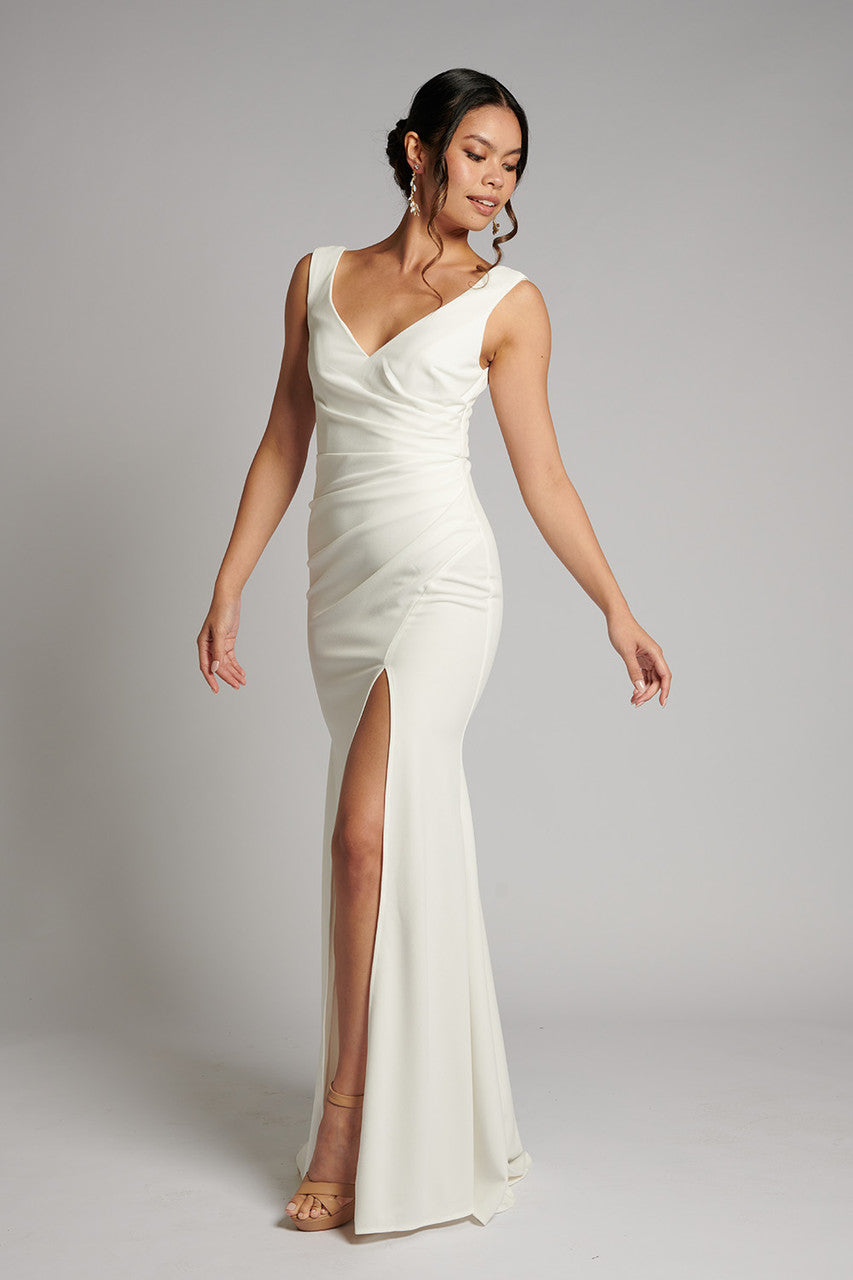 Melinda V Neck Mermaid Wedding Dress In Ivory