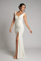 Melinda V Neck Mermaid Wedding Dress In Ivory
