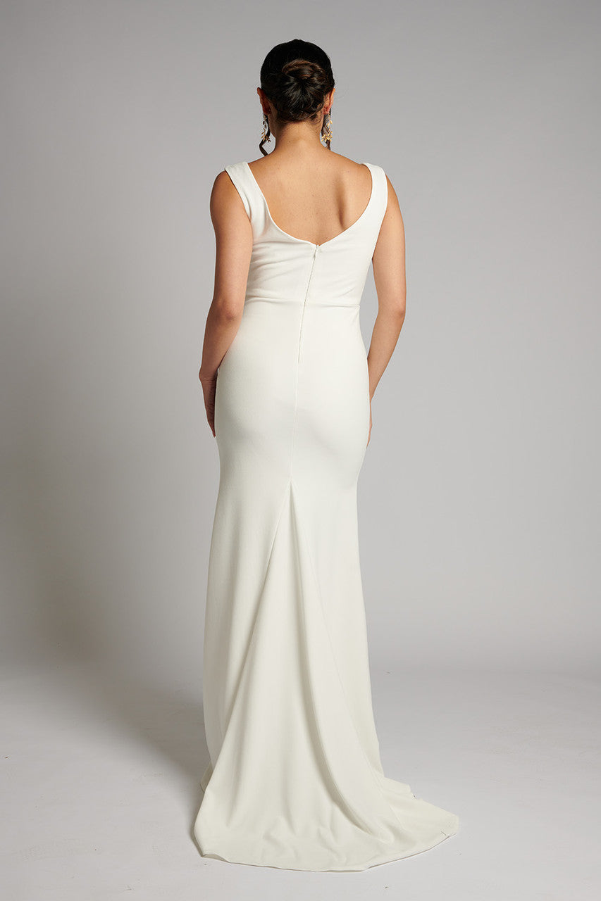 Melinda V Neck Mermaid Wedding Dress In Ivory