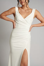 Melinda V Neck Mermaid Wedding Dress In Ivory