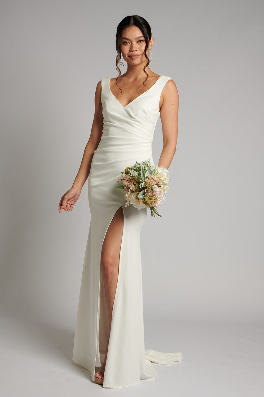 Melinda V Neck Mermaid Wedding Dress In Ivory