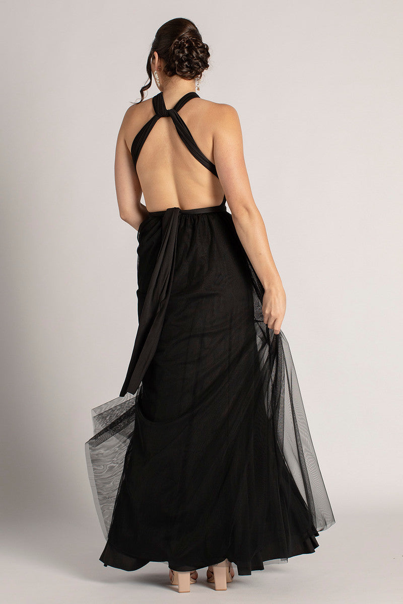 Tulle Overlay Skirt For Classic Multiway Dress in Black