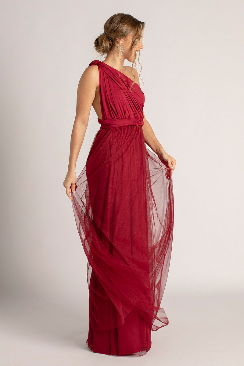 Tulle Overlay Skirt For Classic Multiway Dress in Burgundy