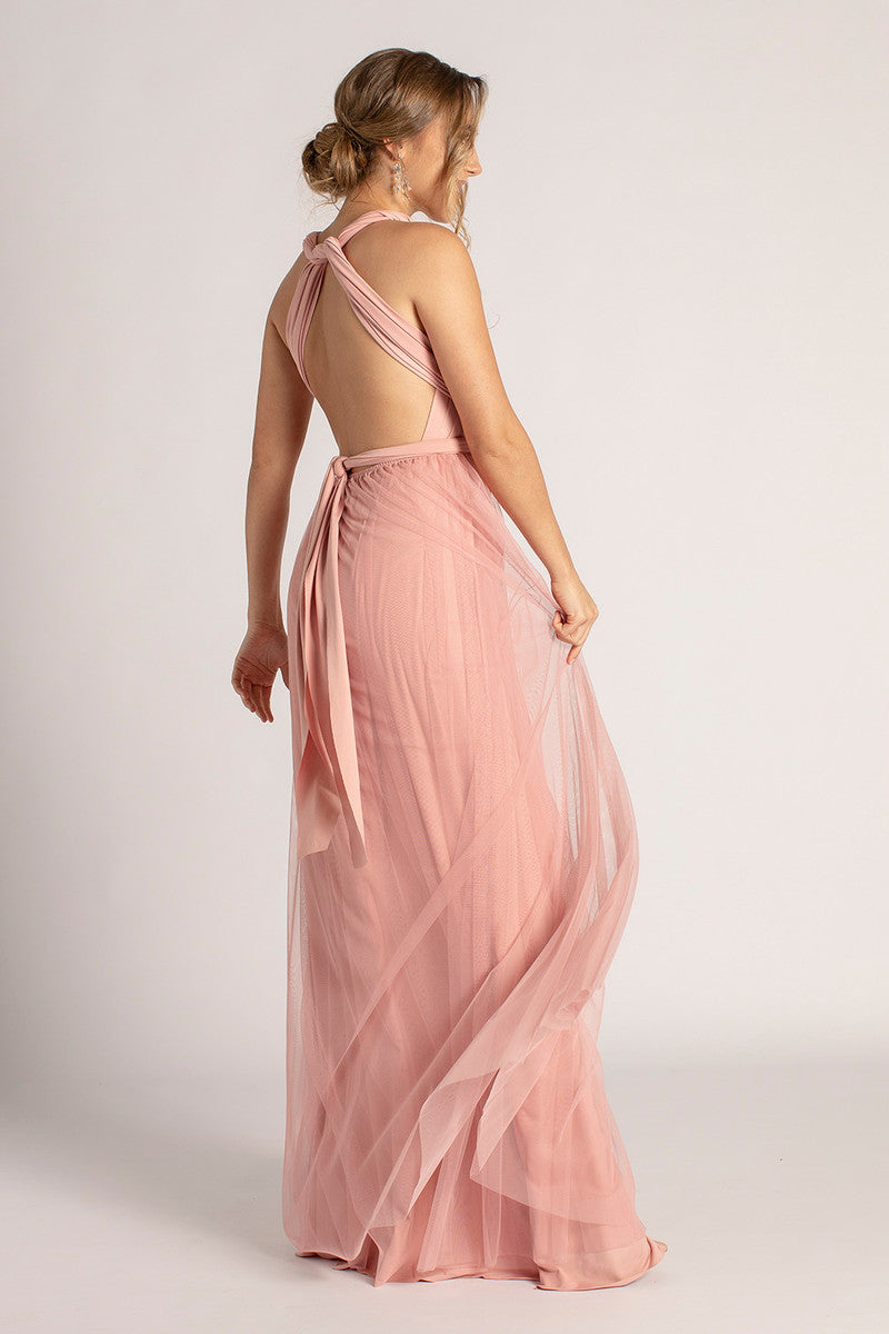 Tulle Overlay Skirt For Classic Multiway Dress in Dusty Pink