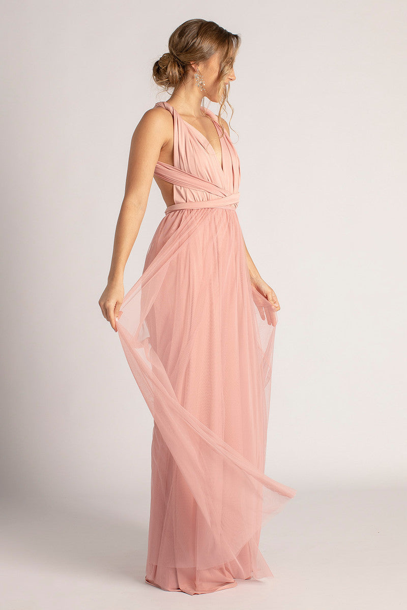 Tulle Overlay Skirt For Classic Multiway Dress in Dusty Pink