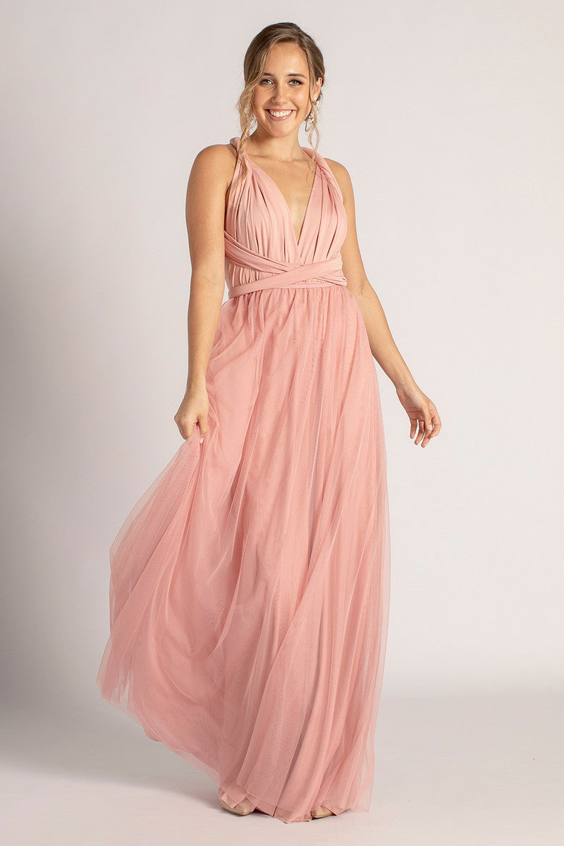 Tulle Overlay Skirt For Classic Multiway Dress in Dusty Pink
