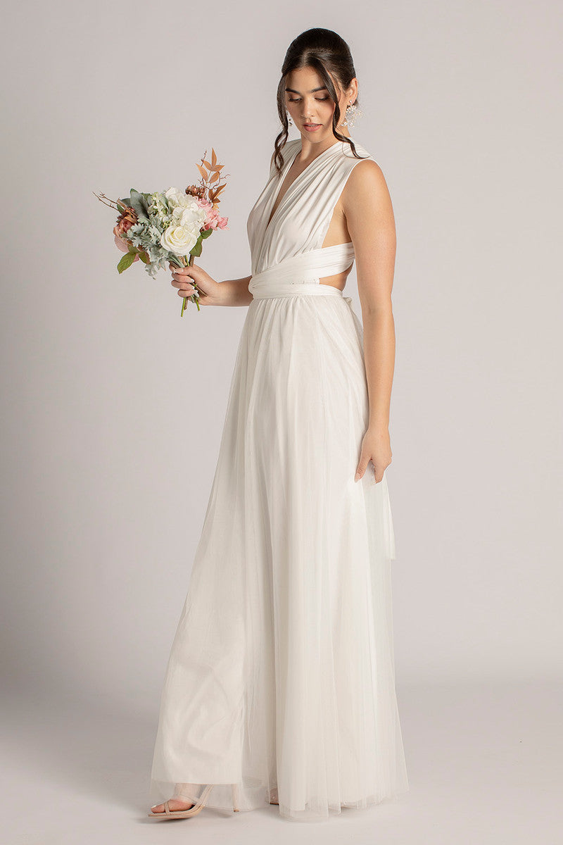 Tulle Overlay Skirt For Classic Multiway Dress in Ivory