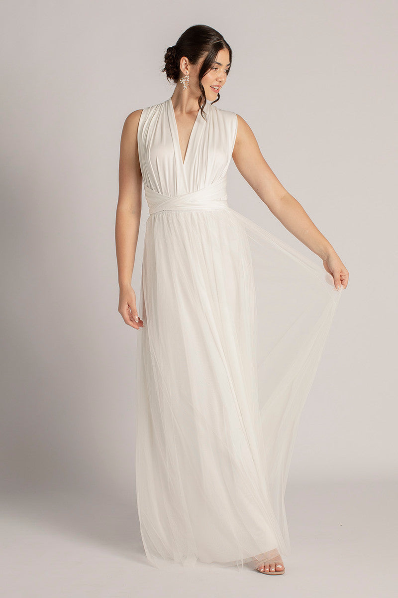 Tulle Overlay Skirt For Classic Multiway Dress in Ivory