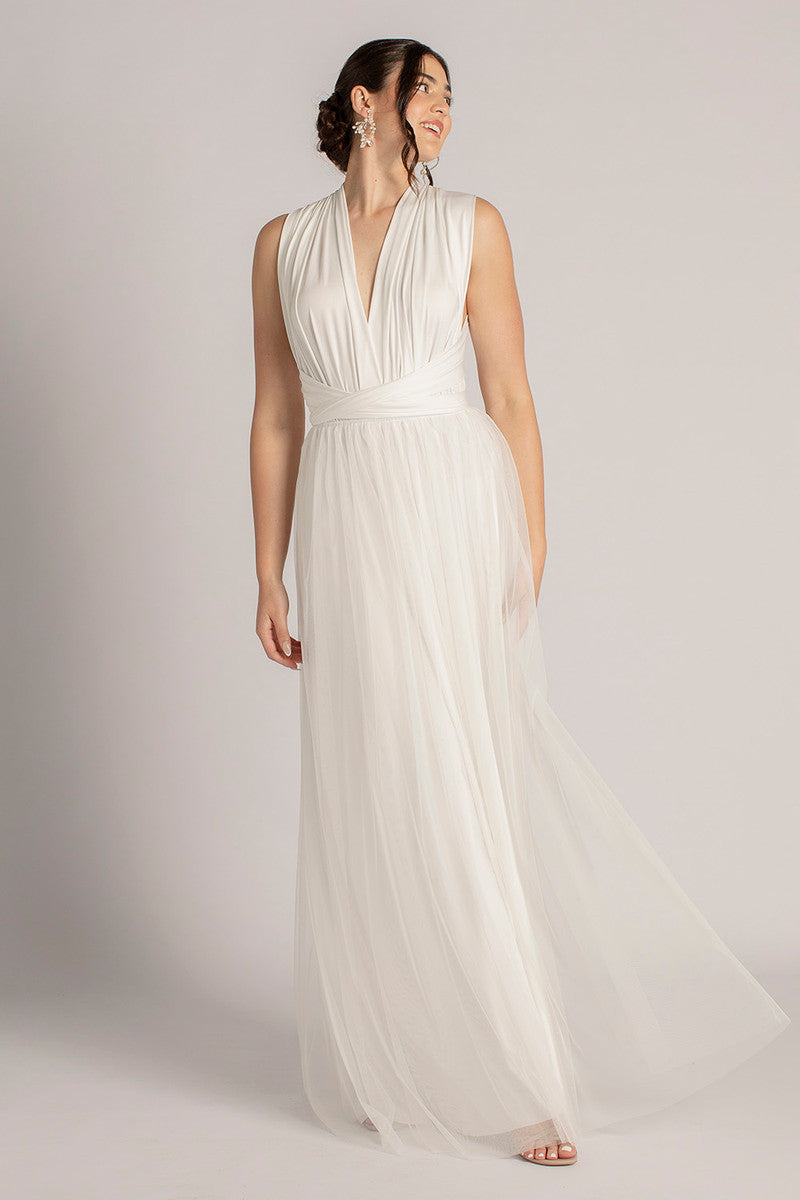 Tulle Overlay Skirt For Classic Multiway Dress in Ivory