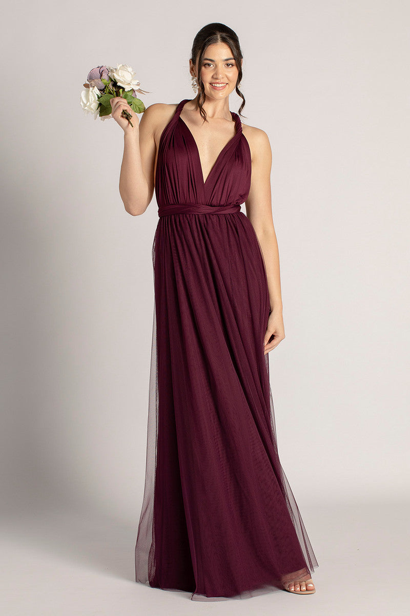 Tulle Overlay Skirt For Classic Multiway Dress in Mulberry