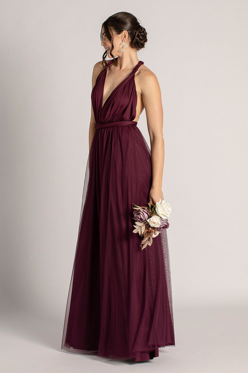 Tulle Overlay Skirt For Classic Multiway Dress in Mulberry