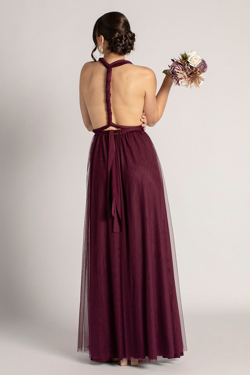 Tulle Overlay Skirt For Classic Multiway Dress in Mulberry