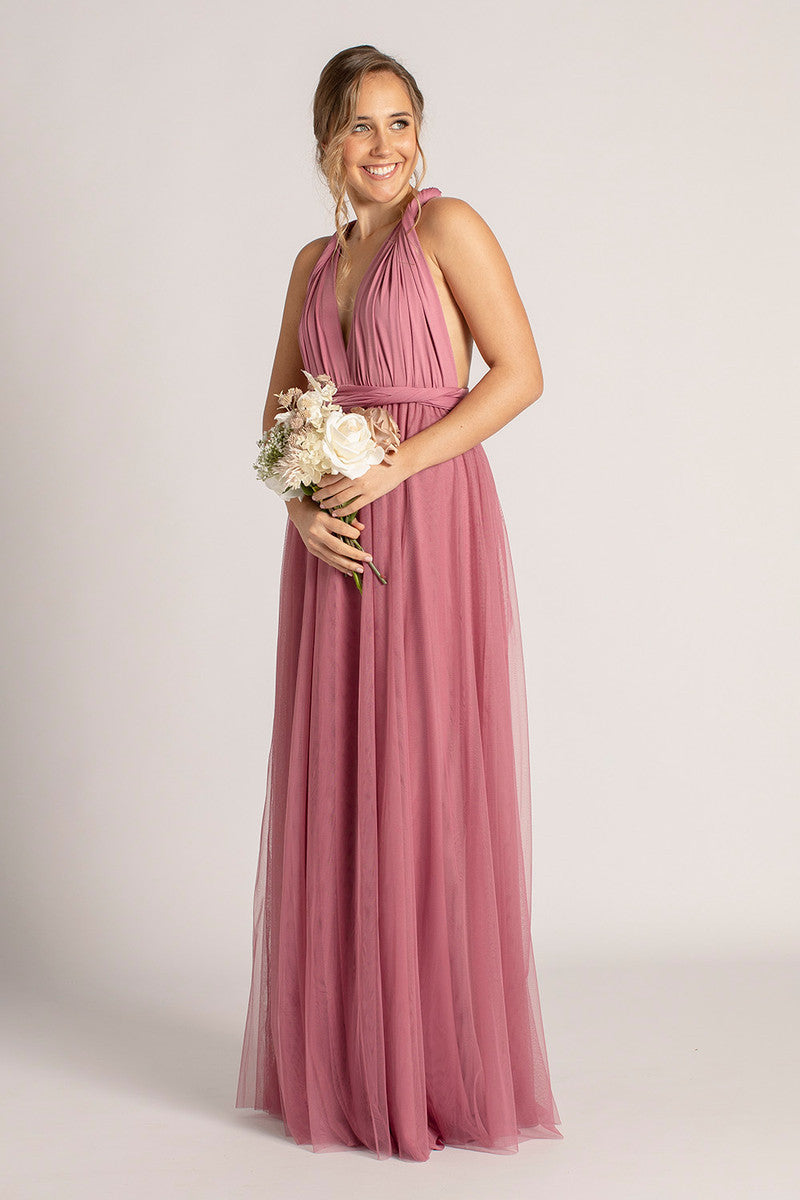 Tulle Overlay Skirt For Classic Multiway Dress in Plum