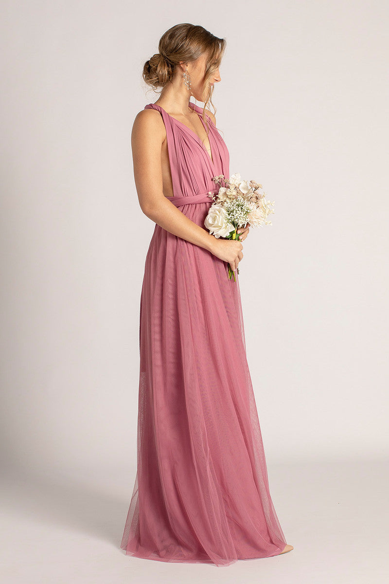 Tulle Overlay Skirt For Classic Multiway Dress in Plum