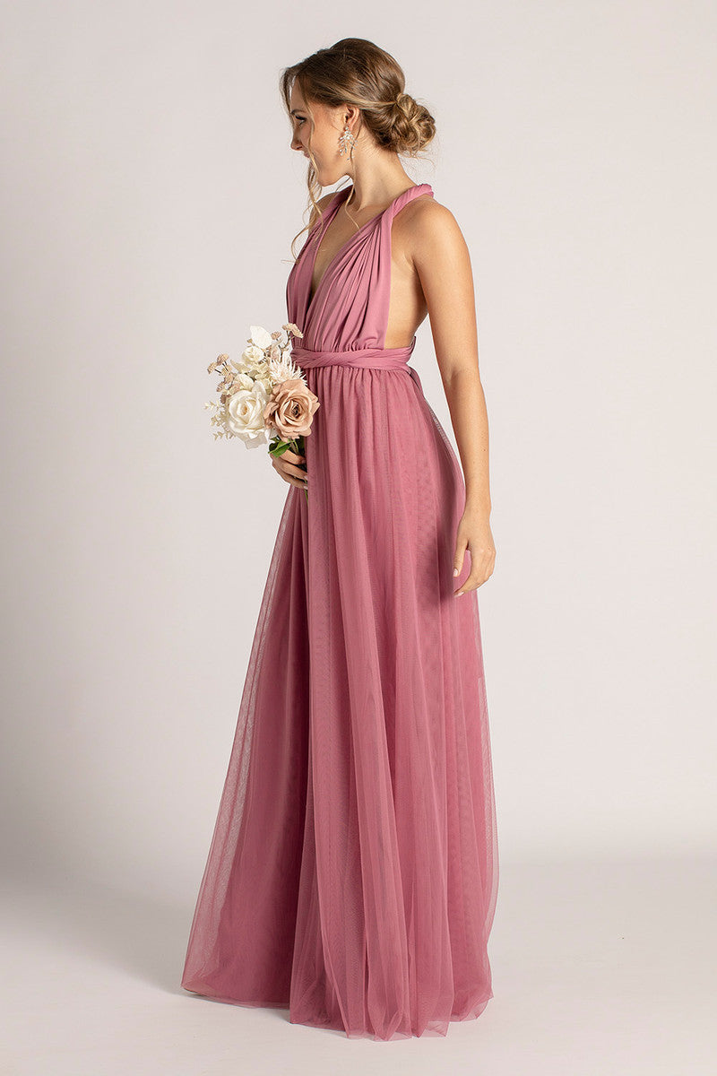 Tulle Overlay Skirt For Classic Multiway Dress in Plum