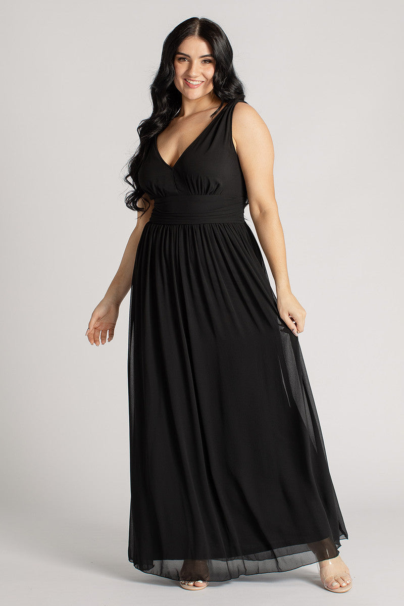 Claudia V Neck Bridesmaid Dress in Black