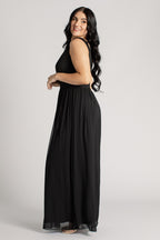Claudia V Neck Bridesmaid Dress in Black