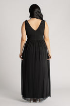 Claudia V Neck Bridesmaid Dress in Black