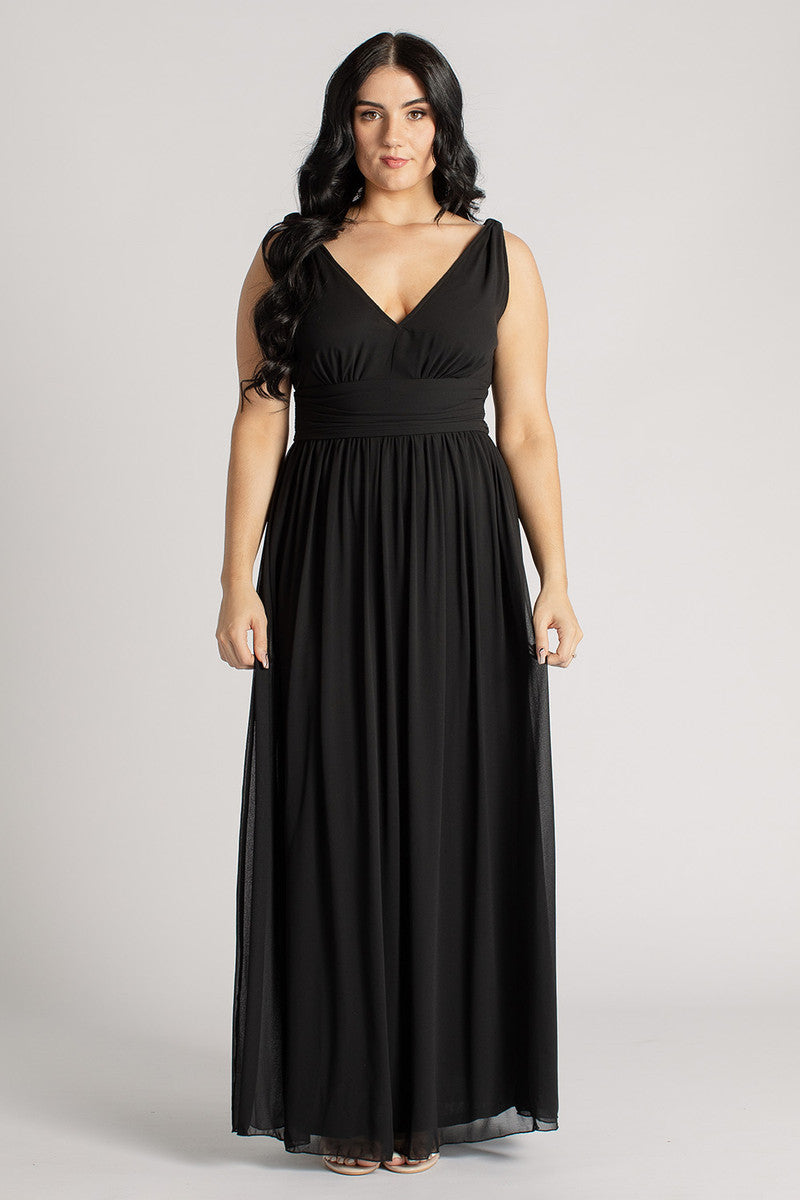 Claudia V Neck Bridesmaid Dress in Black