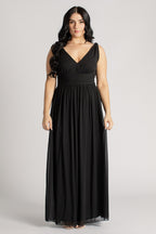 Claudia V Neck Bridesmaid Dress in Black