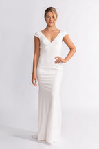 Daisy V Neck Mermaid Backless Lace Wedding Dress in Ivory