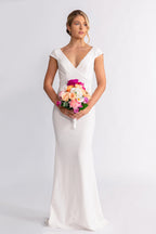 Daisy V Neck Mermaid Backless Lace Wedding Dress in Ivory